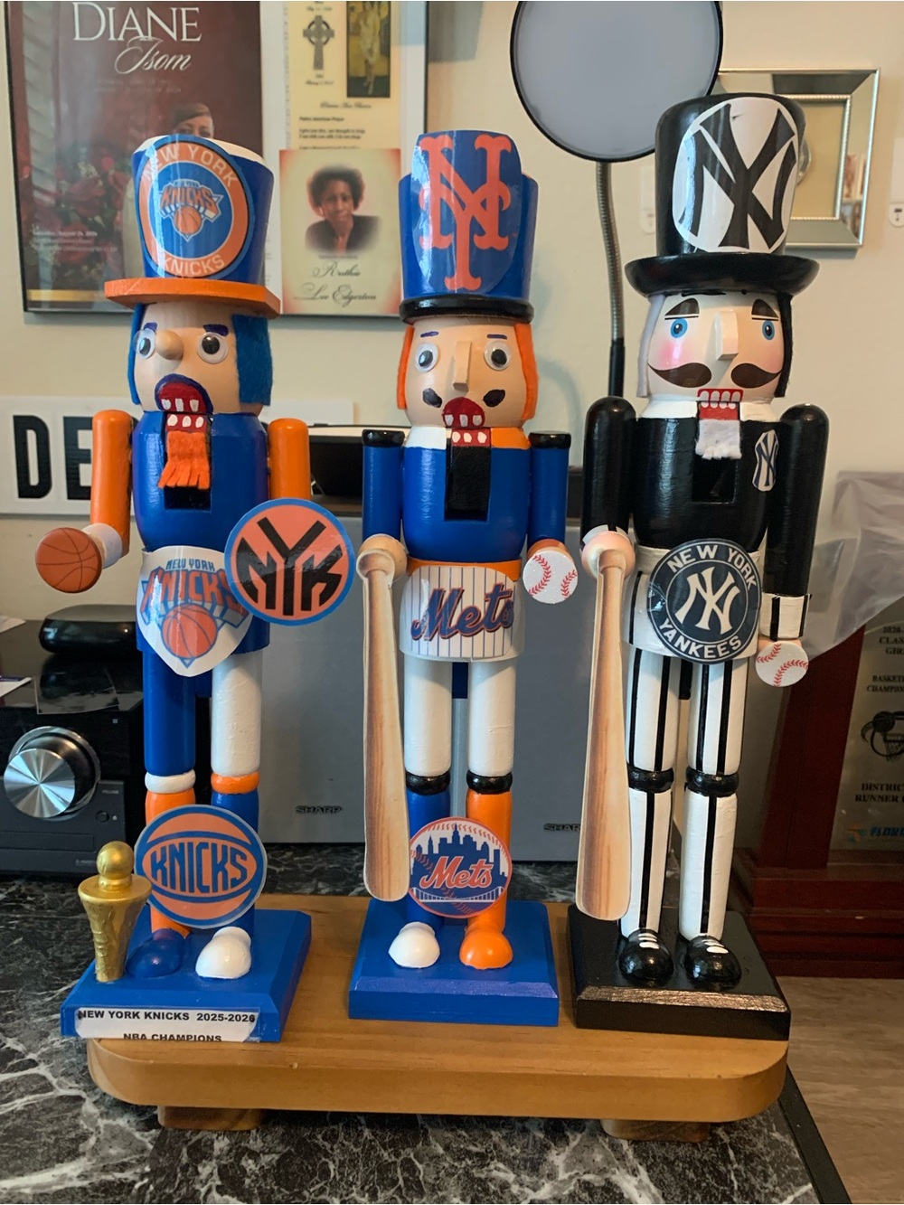 New York Knicks, Mets & Yankees Sports Nutcracker Trio - Blue, Orange, Black
